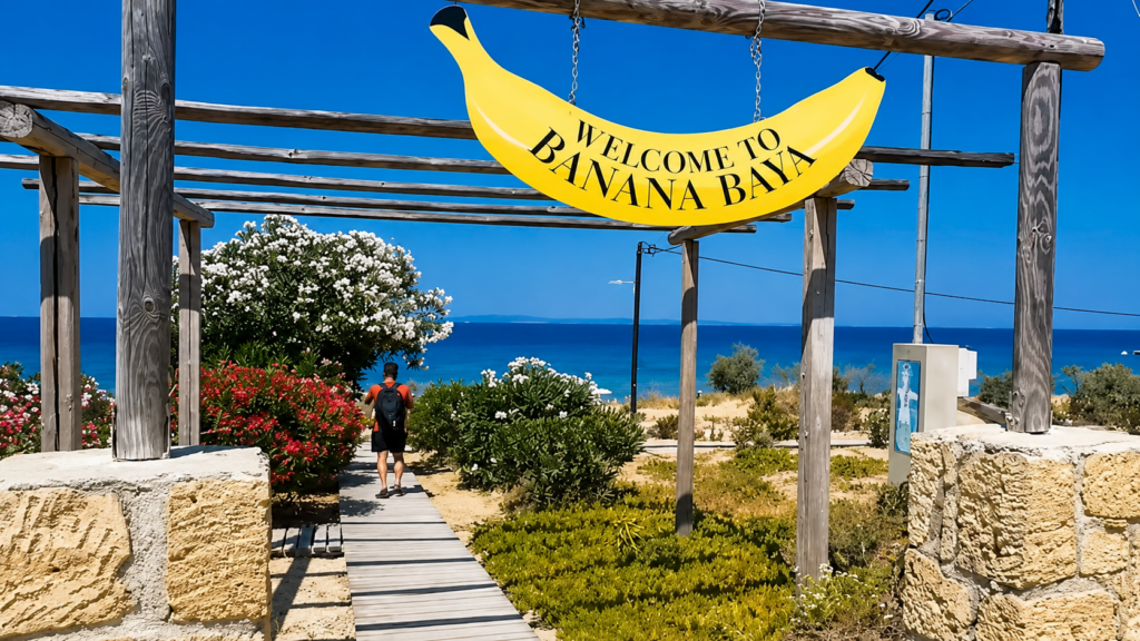 Vstup na Banana Beach na Zakynthosu